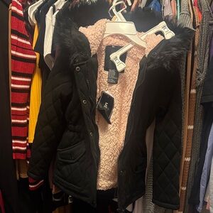 Me Jane Black Quilted Puffer with Faux Fur